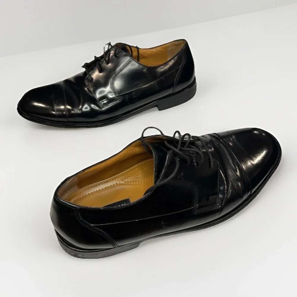 BOSTONIAN Classics‎ First Flex Leather Cap Toe Shiny Black Oxfords Men's 11.5M
